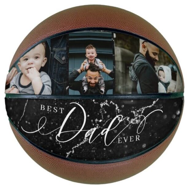 Best Dad Ever Black Marble Fathers Day Collage Basketball