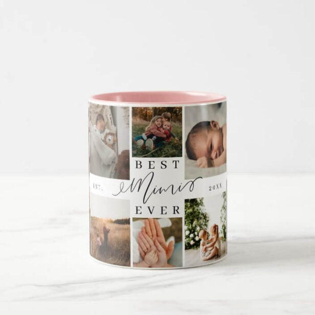 Best Mimi Ever - Elegant Script 8 Photo Collage Two-Tone Coffee Mug