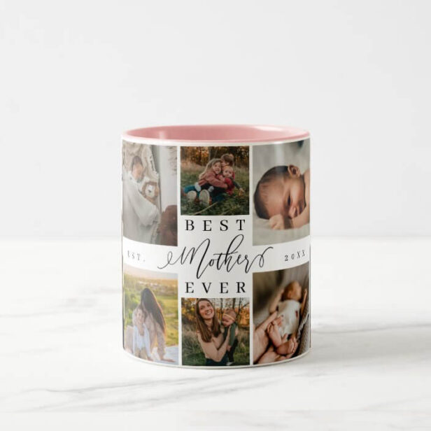 Best Mother Ever | Mother's Day 8 Photo Collage Two-Tone Coffee Mug
