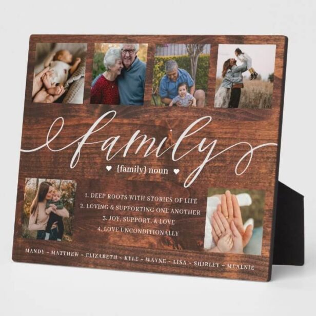 Definition of family Custom Photo Collage Keepsake Woodgrain Plaque