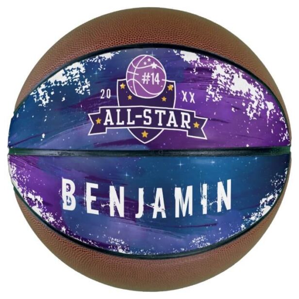 Galaxy All-Star Player Team Number & Custom Name Purple Basketball