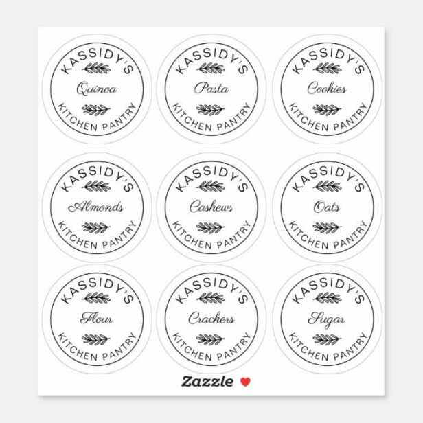 Modern Circle Personalized Kitchen Pantry White Labels