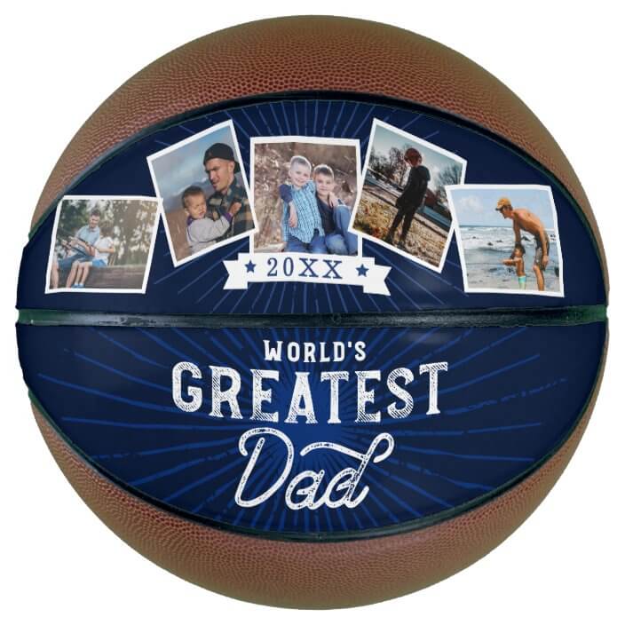 World's Greatest Dad Five Photo Collage Navy Basketball
