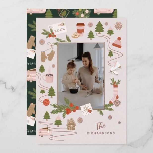 A Few of Our Favourite Christmas Things Fun Photo Rose Gold Foil Holiday Card