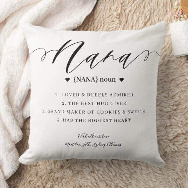 Elegant Personalized Nana Definition Keepsake Throw Pillow