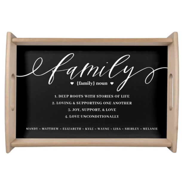 Elegant Script Personalized Definition of family Serving Tray