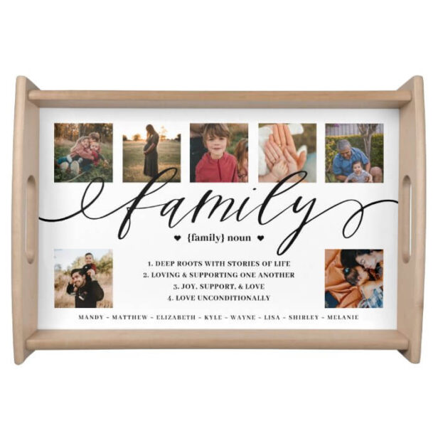 Elegant White Definition of family Photo Keepsake Serving Tray