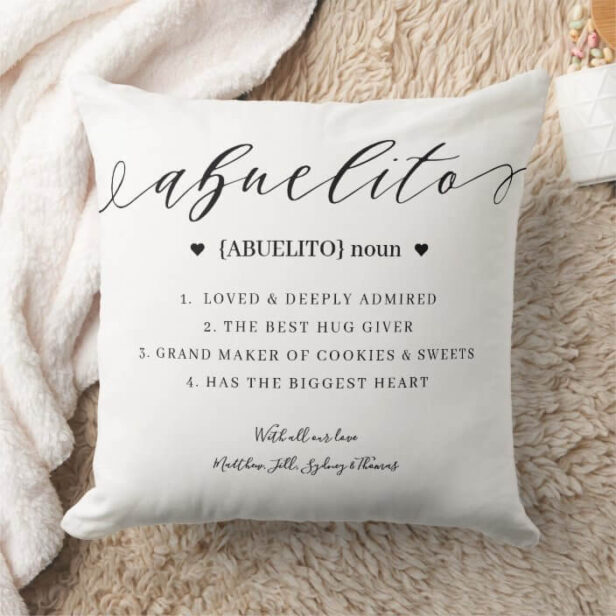 Elegant Personalized Abuelito Definition Keepsake Throw Pillow