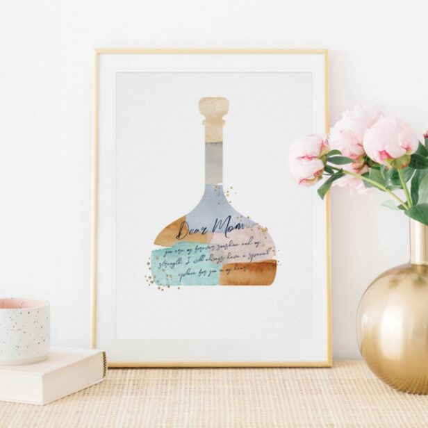 Abstract Watercolor Custom Message in a Bottle Art Poster