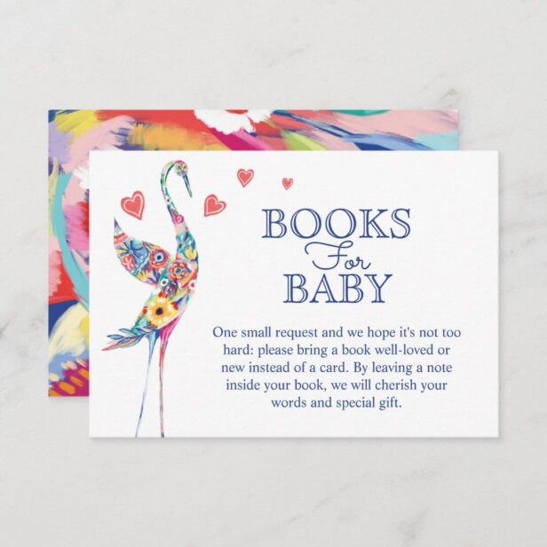 Colourful Abstract Floral Storks Books For Baby Enclosure Card