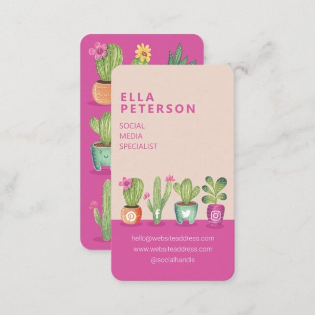 Colourful Fun Potted Plants & Cactus Houseplants Business Card