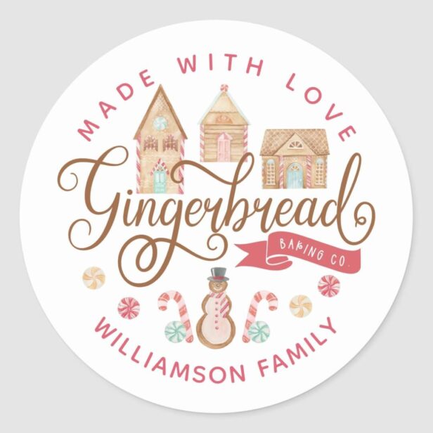Fun Gingerbread Baking Co Gingerbread House Baking Classic Round Sticker