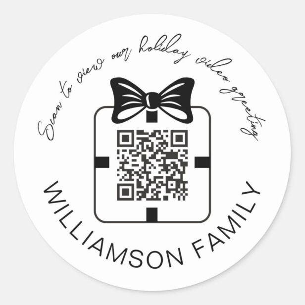 Your QR Code Family Video Message Holiday Greeting Classic Round Sticker