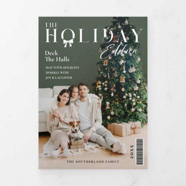 The Holiday Edition Family Photo Magazine Cover Tri-Fold Holiday Card