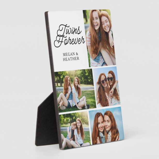 Twins For Ever Sibling 5 Photo Collage keepsake Plaque