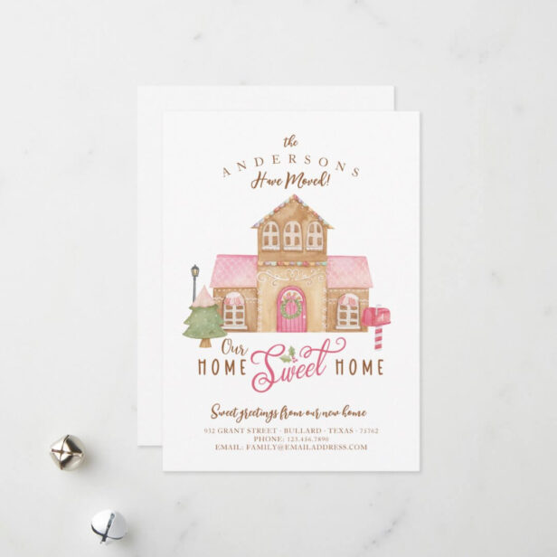 We've Moved Our Home Sweet Home Gingerbread House Holiday Card