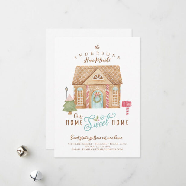 We've Moved Our Home Sweet Home Gingerbread House Holiday Card