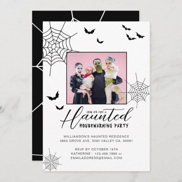 Haunted Housewarming Party Spiderwebs & Bats Photo Invitation
