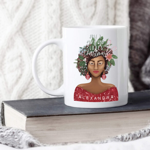African American Just A Girl Who Loves Christmas Coffee Mug
