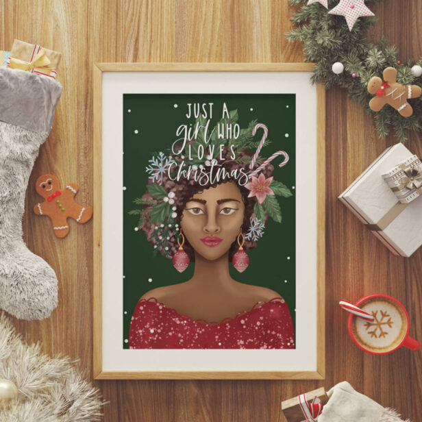 African American Just A Girl Who Love Christmas Poster