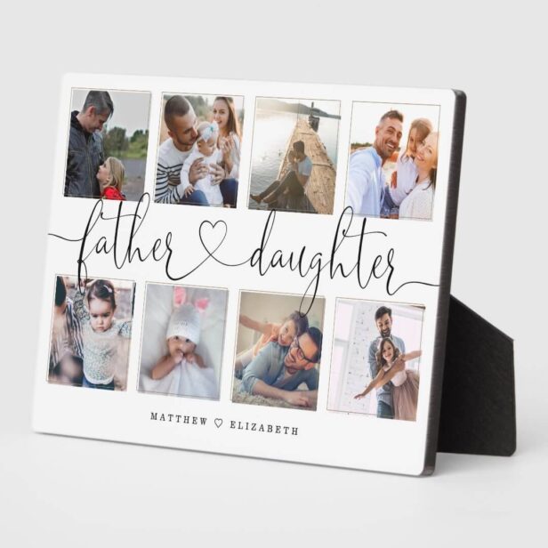 Father Daughter Heart Script | Photo Grid Collage Plaque
