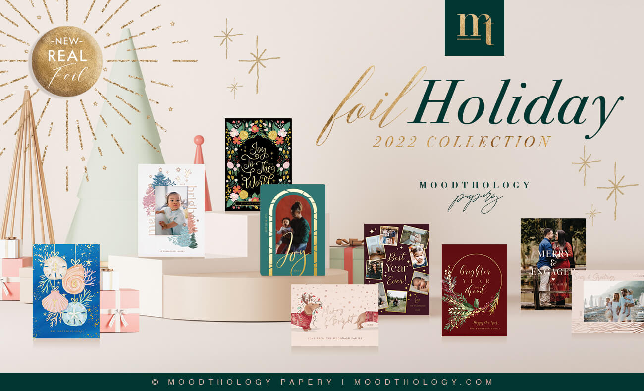 Real Foil Holiday Cards New This Season Moodthology Papery
