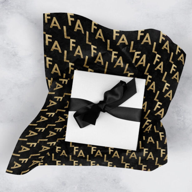 FA LA LA Bold Letters Modern Minimal Black & Gold Tissue Paper