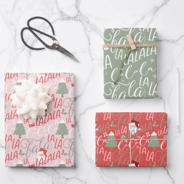 Fun Fa La La Christmas Carol Script Santa Claus Wrapping Paper Sheets