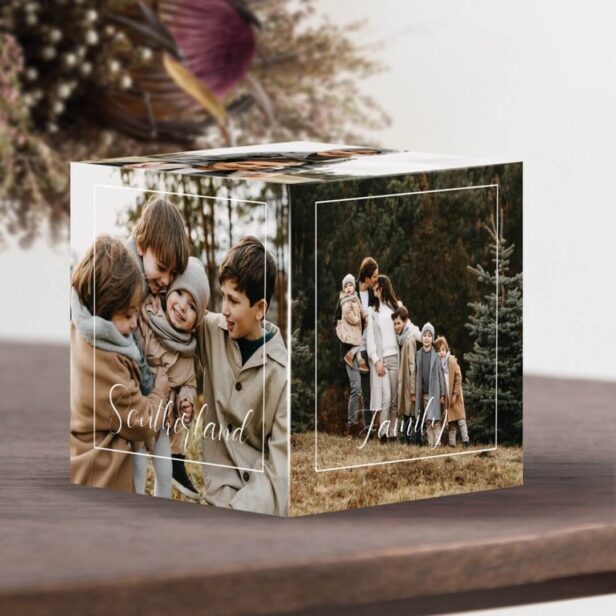 Minimal & Elegant Family Script Photo Collage Cube