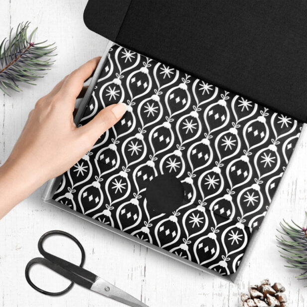 Modern Trendy Retro Black Holiday Ornament Pattern Tissue Paper
