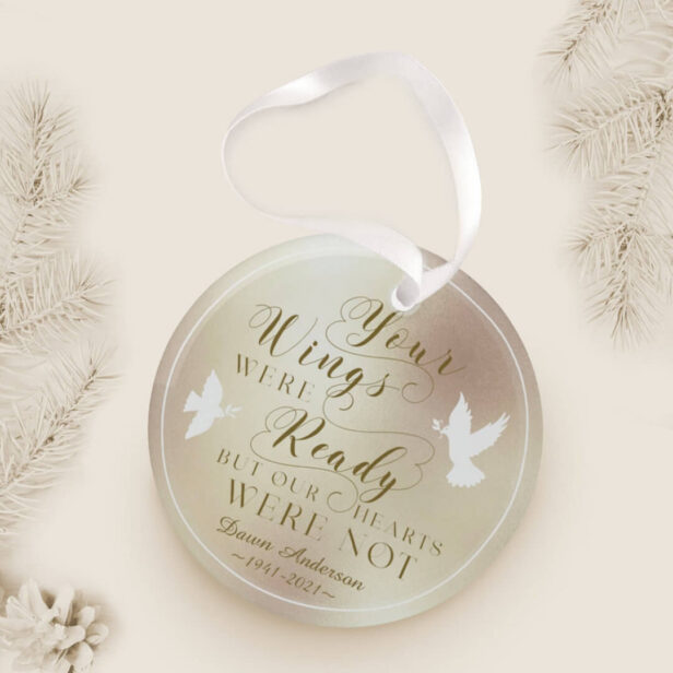Your Wings Were Ready Photo Memorial Keepsake Dove Glass Ornament