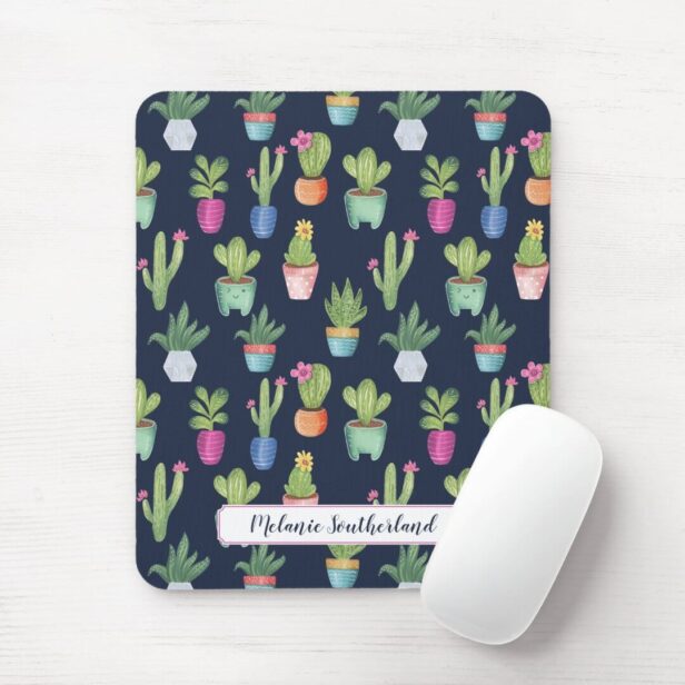 Colourful Fun Potted Plants & Cactus Personalized Mouse Pad