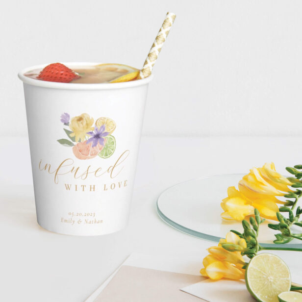 Infused with Love Cocktail Citrus Fruits & Florals Paper Cups