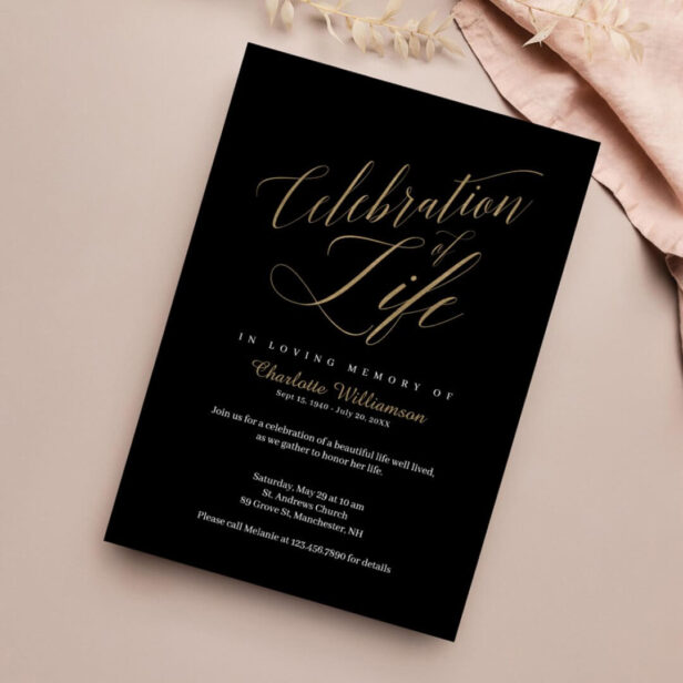 Death Anniversary Celebration of Life Calligraphy Digital Download Invitation