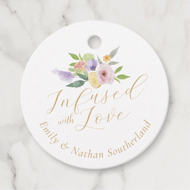 Infused With Love Citrus & Floral Wedding Monogram Favor Tags