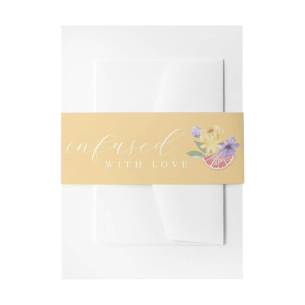 Infused with Love Cocktail Citrus Florals Yellow Invitation Belly Band