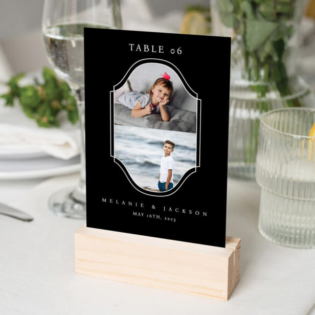 Kids Table Number Fun Wedding Couple's Year Photo Black Table Number