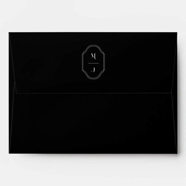 Minimal & Elegant Black & White Monogram Wedding Envelope