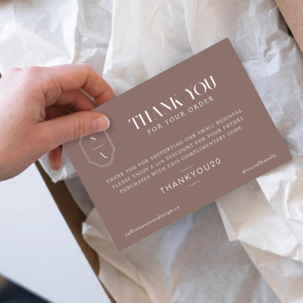 Thank you for your Order Minimal Custom Monogram Discount Card