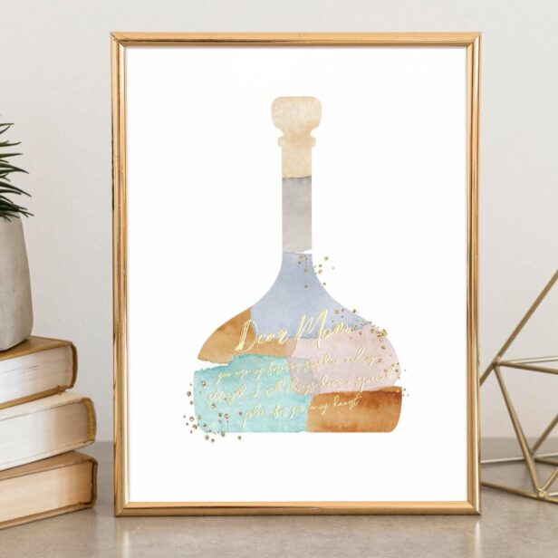 Abstract Watercolor Custom Message in a Bottle Art Foil Prints