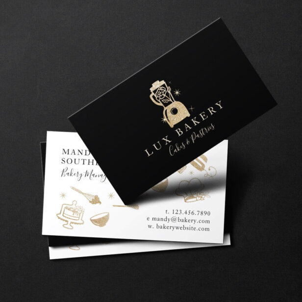 Luxury Gold Sparkle Bakers Floral Blender Business Card