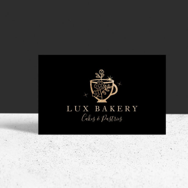 Luxury Gold Sparkle Bakers Floral Mixing Bowl Business Card