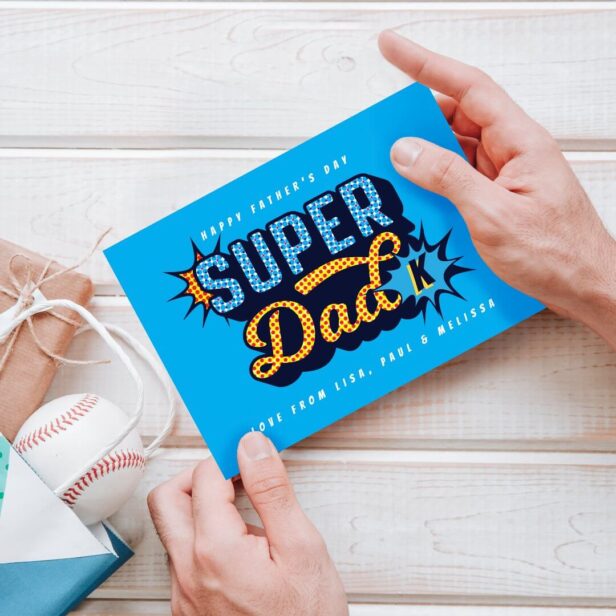 #1 Super Dad Superhero Comic Book Father's Day Card