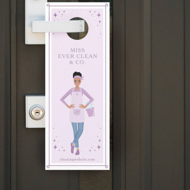 Referral Maid & House Cleaning Woman Door Hanger