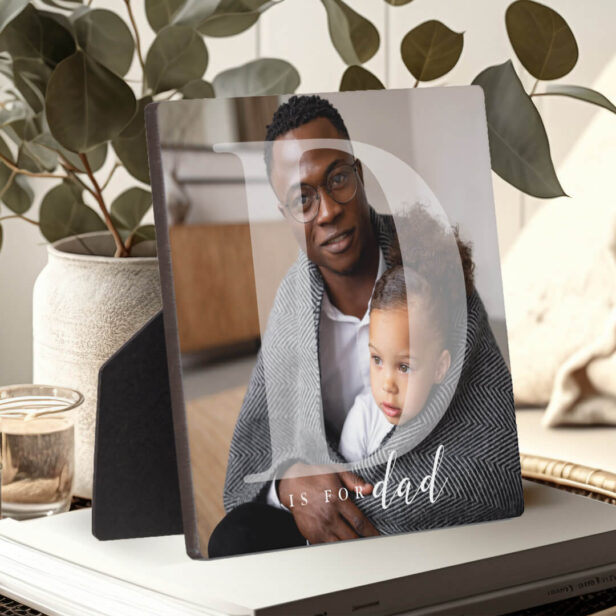 D is For Dad Minimal Father's Day Photo Keepsake Plaque