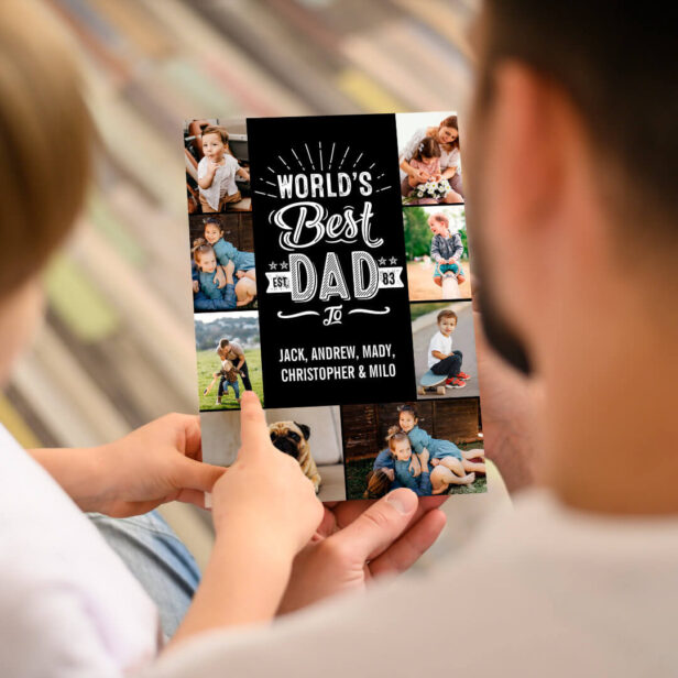 Happy Father's Day World's Best Dad Photo Collage Card