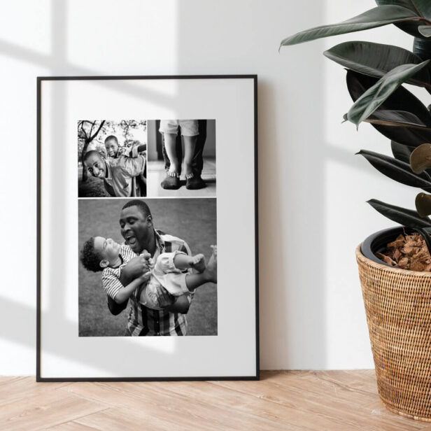 Modern Minimal Three Photo Collage Fathers Day Poster