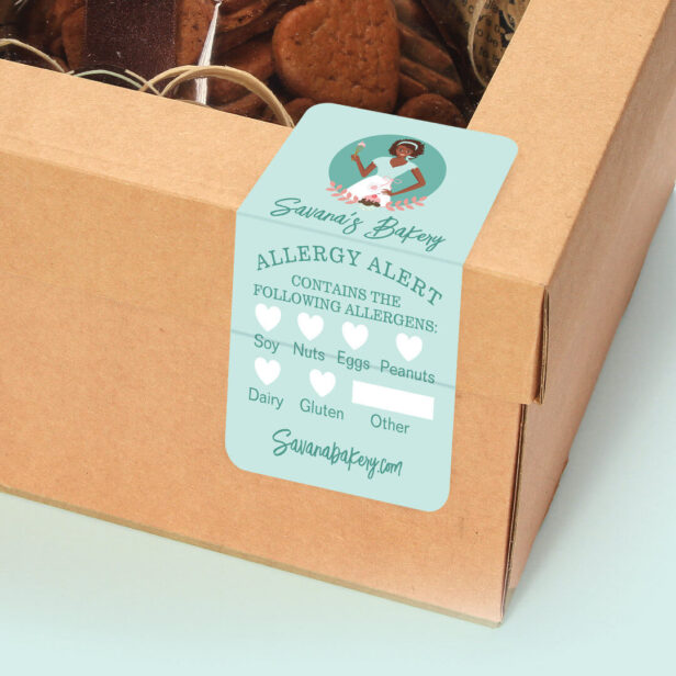 Bakery Woman Food Safety Allergy Alert Bakery Mint Label