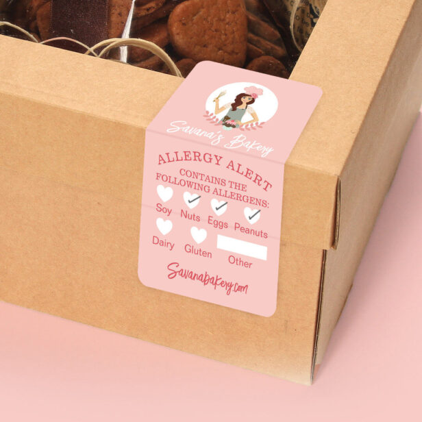 Bakery Woman Food Safety Allergy Alert Bakery Pink Label
