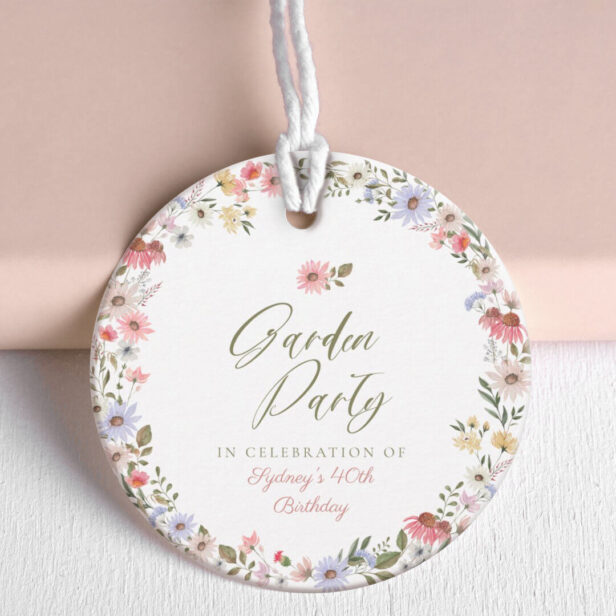 Garden Party Watercolor Wildflower Floral Birthday Favor Tags